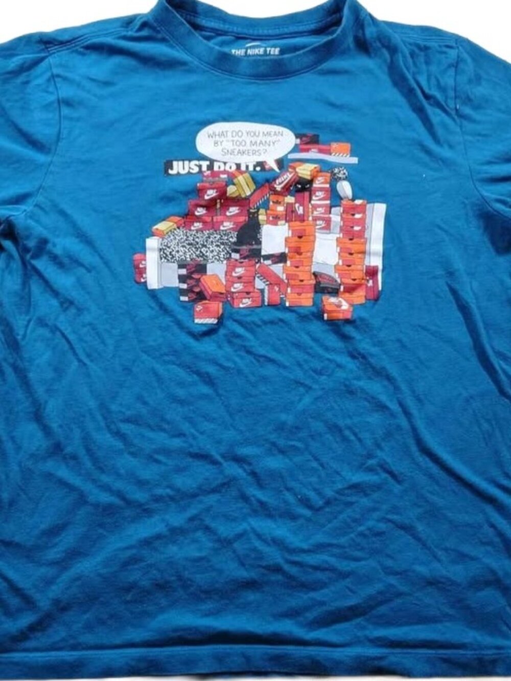 Men's Medium Blue Short Sleeve Nike Just Do It Sneaker Box Graphic T-Shirt